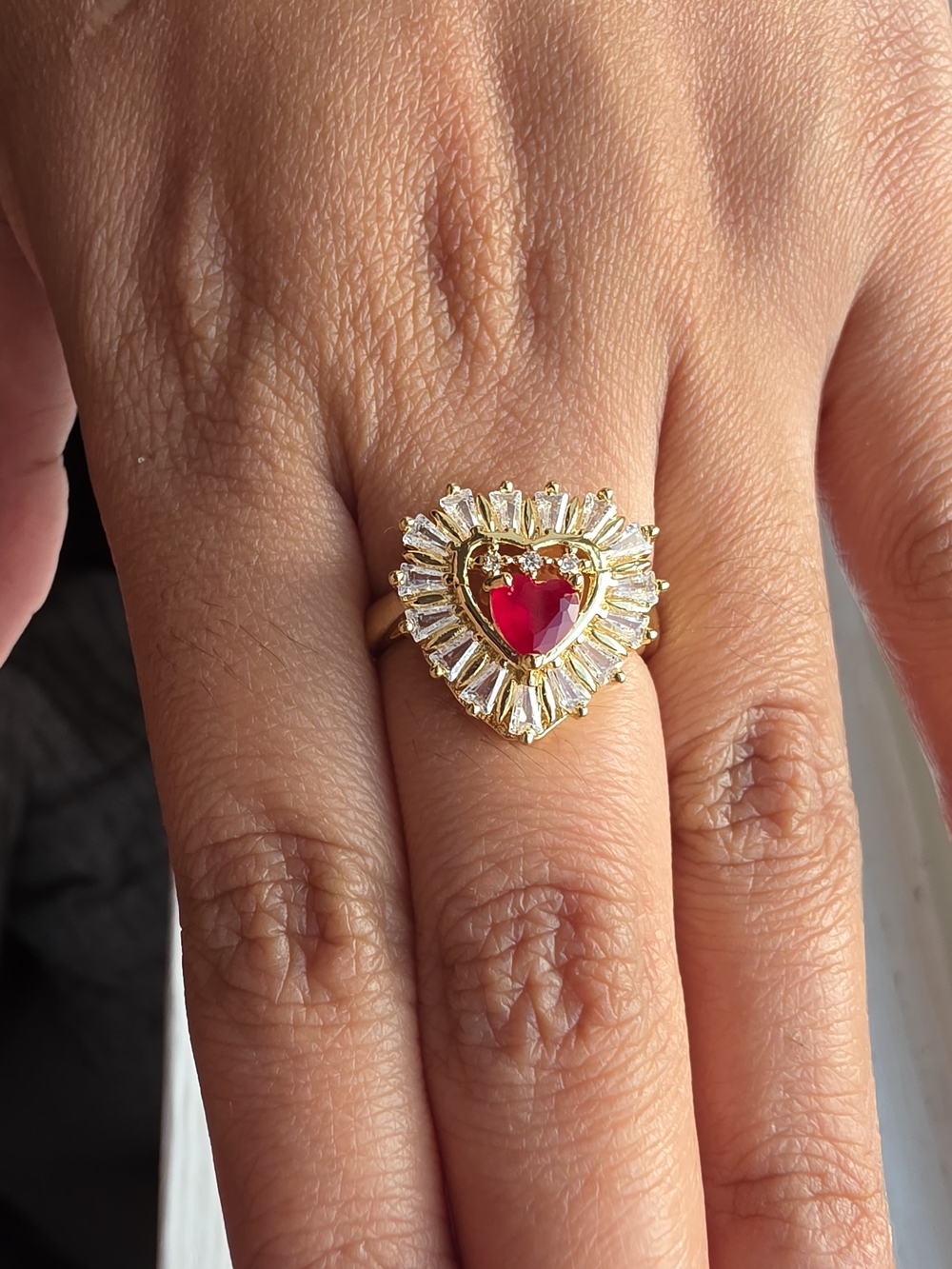 Hermoso Anillo De Corazon Oro Laminado 14k